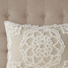 Tufted Cotton Chenille Medallion Fringe Coverlet Mini Set Taupe King/Cal King