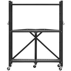3-Tier Foldable Storage Shelf with Wheels 28 x 13 x 36-inch Metal Shelving