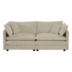 2 - Piece Living Room Set , 2 Pieces Upholstered Loveseat and Couch for Home Office Lounge, Sofa Set of 2, 2-Piece (2+2 Seat) Couch Set For Living Room ,Beige Chenille