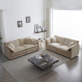 2 - Piece Living Room Set , 2 Pieces Upholstered Loveseat and Couch for Home Office Lounge, Sofa Set of 2, 2-Piece (2+2 Seat) Couch Set For Living Room ,Beige Chenille