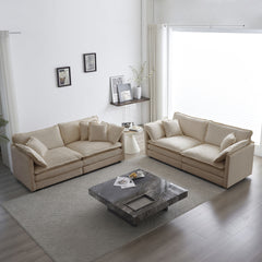 2 - Piece Living Room Set , 2 Pieces Upholstered Loveseat and Couch for Home Office Lounge, Sofa Set of 2, 2-Piece (2+2 Seat) Couch Set For Living Room ,Beige Chenille