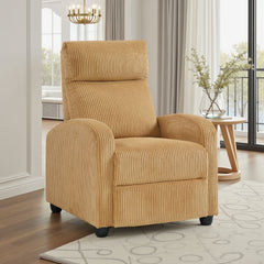 Pary Manual Push Back Reclining Chair with Yellow Ribbed Corduroy