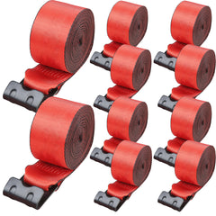Winch Straps, 4" x 30', 6000 lbs Load Capacity, 18000 lbs Breaking Strength, Truck Straps with Flat Hook, Flatbed Tie Downs Cargo Control for Trailers, Farms, Rescues, Tree Saver, Red (10 Pack)