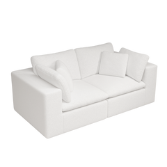 78.8*39.4"Modular sectional sofa seat,Upholstered compressed couch for living room,Bedroom,Apartment,No assembly required,2PC free combination,Plush corduroy fabric,WHITE