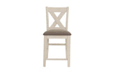 Modern Contemporary Dining Room Furniture Chairs Set of 2 Counter Height Chairs Light Wooden High Chair X Back Design Cushion Seat