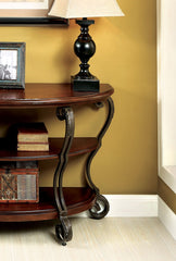 Traditional Style Brown Cherry 1pc Sofa Table Open Bottom Shelf Ornate Design Living Room Furniture