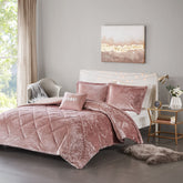 Full/Queen Velvet Duvet Cover Set with Throw Pillow