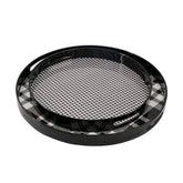 2 Piece Round Decorative Tray, Plastic Frame, Black and White Plaid Print