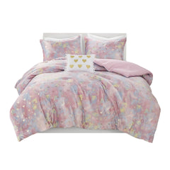 Metallic Printed Plush Comforter Set with Throw Pillow Twin/Twin XL