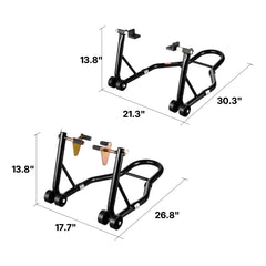 Motorcycle Front & Rear Stand Lift 1100 lbs Spoolift Paddock Swingarm Arm Black
