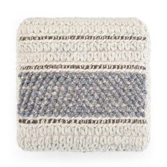 Grady - Square Pouf - Blue / Natural
