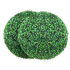 Artificial Topiary Boxwood Trees, 16 Inches Tall (Set of 2), Ball-Shaped Faux Topiary Plants, Year-Round Green Artificial Decorative Balls for Backyard, Balcony, Garden, Wedding, and Home Décor