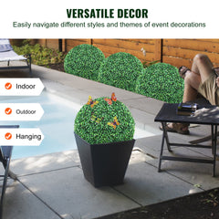 Artificial Topiary Boxwood Trees, 16 Inches Tall (Set of 2), Ball-Shaped Faux Topiary Plants, Year-Round Green Artificial Decorative Balls for Backyard, Balcony, Garden, Wedding, and Home Décor