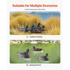 Duck Decoy Outdoor Teal Decoy Realistic Plastic Floating Duck for Hunting 6-Pack