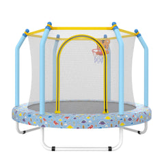 55-inch Trampoline for Kids Indoor & Outdoor Small Toddler Trampoline with Basketball Hoop