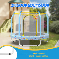 55-inch Trampoline for Kids Indoor & Outdoor Small Toddler Trampoline with Basketball Hoop