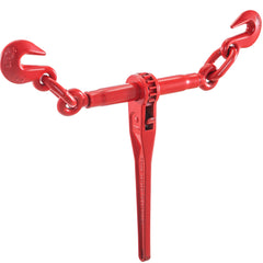 9215LBS 3/8" – 1/2" Ratchet Binders 9,215 LBS Secure Working Load, G70 Hooks and Adjustable Length, for Grade 70-80 Chains, Tie Down, Hauling, Towing, 2-Pack, Red