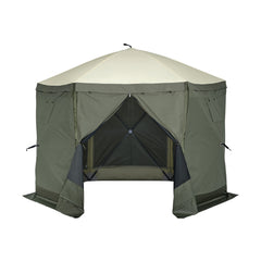 Pop Up Gazebo Tent, Pop-Up Screen Tent 6 Sided Canopy Sun Shelter with 6 Removable Privacy Wind Cloths & Mesh Windows, 10x10FT Quick Set Screen Tent with Mosquito Netting, Army Green