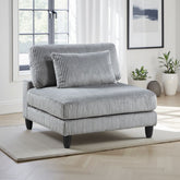 Mear Modular Armless Chair w Black Solid Wood Legs, Gray Corduroy