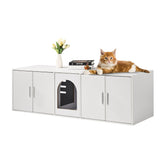 Cat Litter Box Enclosure Wooden Litter Box Furniture Hidden 57.9" White