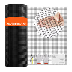 Hardware Cloth, 36'' x 100' Galvanized Wire Mesh Roll, 19 Gauge Chicken Wire Fence Roll, Vinyl Coating Metal Wire Mesh for Chicken Coop Barrier, Rabbit Snake Fences, Poultry Enclosures