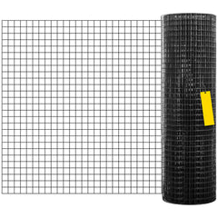 Hardware Cloth, 24" x 100' & 1"x1" Mesh Size, Galvanized Steel Vinyl Coated 16 Gauge Chicken Wire Fencing w/A Cutting Plier & A Pair of Fabric Gloves, for Garden Fencing & Pet Enclosures, Black