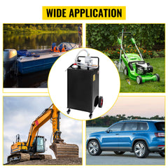 Fuel Caddy, 35 Gallon, Gas Storage Tank on 4 Wheels, with Manuel Transfer Pump, Gasoline Diesel Fuel Container for Cars, Lawn Mowers, ATVs, Boats, More, Black
