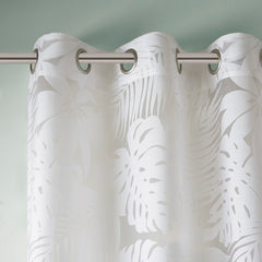 Palm Leaf Burnout Window Sheer White 50x63"
