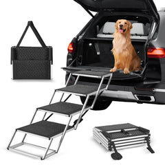 Dog Stair for Cars 4-step Folding Dog Steps Aluminum Loads up to 250 lbs