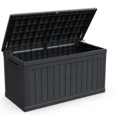 230 Gallon Large Outdoor Storage XXL Deck Box for Patio Furniture, Outdoor Cushions, Garden Tools and Sports/Pools Equipment, Waterproof Resin, Lockable, Black