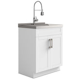 Hennessy - Deluxe 28" Laundry Cabinet with Faucet and Stainless Steel Sink - White