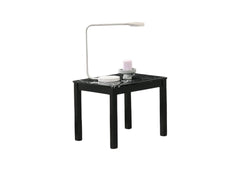 Contemporary Style 3pc Table Set 1x Coffee Table 2x End Table Faux Marble Top Wooden Legs Black Finish Primary Living Room
