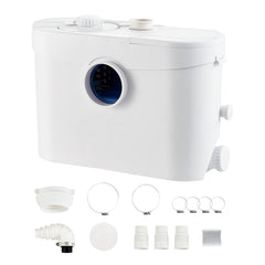 Macerator Pump, 700W, 9600 L/h Flow, 32.8 ft/10 m Head, Macerator Sewerage Sump Pump with 3 Water Inlets for Toilet, Basement, Kitchen, Sink, Shower, Bathtub Waste Water Disposal Upflush Machine