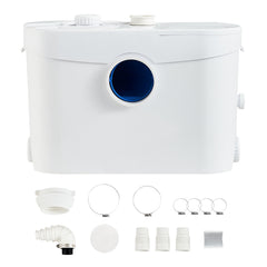 Macerator Pump, 700W, 9600 L/h Flow, 32.8 ft/10 m Head, Macerator Sewerage Sump Pump with 3 Water Inlets for Toilet, Basement, Kitchen, Sink, Shower, Bathtub Waste Water Disposal Upflush Machine