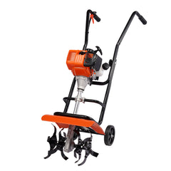 Tiller Cultivator, 31CC 4-Stroke Garden Cultivator, Tiller with 4 Steel Adjustable Front Tines for Lawn, Garden and Field Cultivation