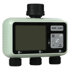 Water Timer, 3 Outlets, Hose Watering Sprinkler Timer, with 3 Independent Watering Zone LCD Display Rain Delay Mode Manual Mode 360° Brass Inlet Metal Filter, IPX6 Waterproof for Yard Watering