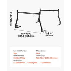Truck Ladder Rack Universal Cargo Rack 800 lbs Capacity for Large Cargo