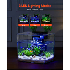 3.5 Gallon Fish Tank Aquarium Smart Arch Clear GPPS 3 Color Self Cleaning