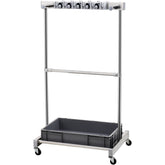 Garden Tool Organizer, 10 Slots with Hooks, Yard Tool Tower Rack with Wheels for Garage Organization and Storage, Hold Long-Handled Tool/Rake/Broom, Metal Tool Stand Holder for Shed, Outdoor