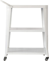 3-Tiered Metal Frame, Industrial Dining Cart with Swivel Wheels, White