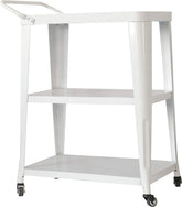 3-Tiered Metal Frame, Industrial Dining Cart with Swivel Wheels, White