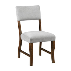 Contemporary Dining Side Chairs Set of 2 Durable Gray Chenille Fabric Upholstered Comfort Seat Back Wooden Furniture