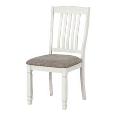 Farmhouse Style 2pc Side Chair Slat Back Upholstered Seat Rustic White Finish Dining Room Furniture