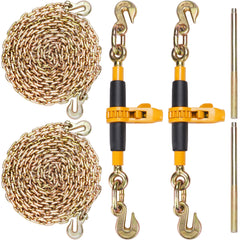 Ratchet Chain Binder, 5/16"-3/8" Heavy Duty Load Binders, with G80 Chains 7100 lbs Secure Load Limit, Labor-saving Anti-skid Handle, Tie Down Hauling Chain Binders for Flatbed Truck Trailer, 2 P