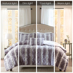 Full/Queen 4PC Faux Fur Comforter Set