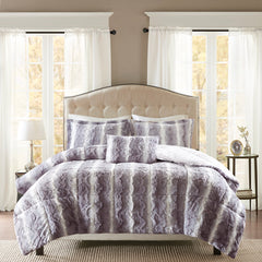 Full/Queen 4PC Faux Fur Comforter Set