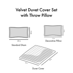 Twin/Twin XL Velvet Duvet Cover Set with Throw Pillow