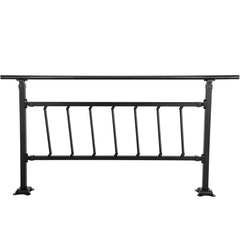 Outdoor Stair Railing, Fits for 1-5 Steps Transitional Wrought Iron Handrail, Adjustable Exterior Stair Railing with Fence, Handrails for Concrete Steps with Installation Kit, Matte Black