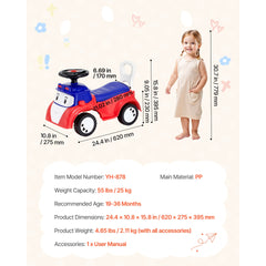 Ride On Toddler Push Car, Push Car for Toddler 19 to 36 Months, Kids Ride On Toy with Music & Under-seat Storage, 55 lbs Load Capacity, Foot-to-Floor Walker for Toddlers Boys Girls, Red