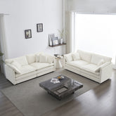 2 - Piece Living Room Set , 2 Pieces Upholstered Loveseat and Couch for Home Office Lounge, Sofa Set of 2, 2-Piece (2+2 Seat) Couch Set For Living Room ,White Chenille